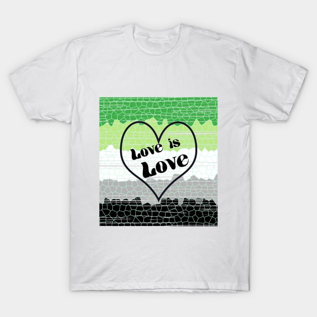 Love is Love Aromantic Flag in Mosaic Design T-Shirt by PurposelyDesigned